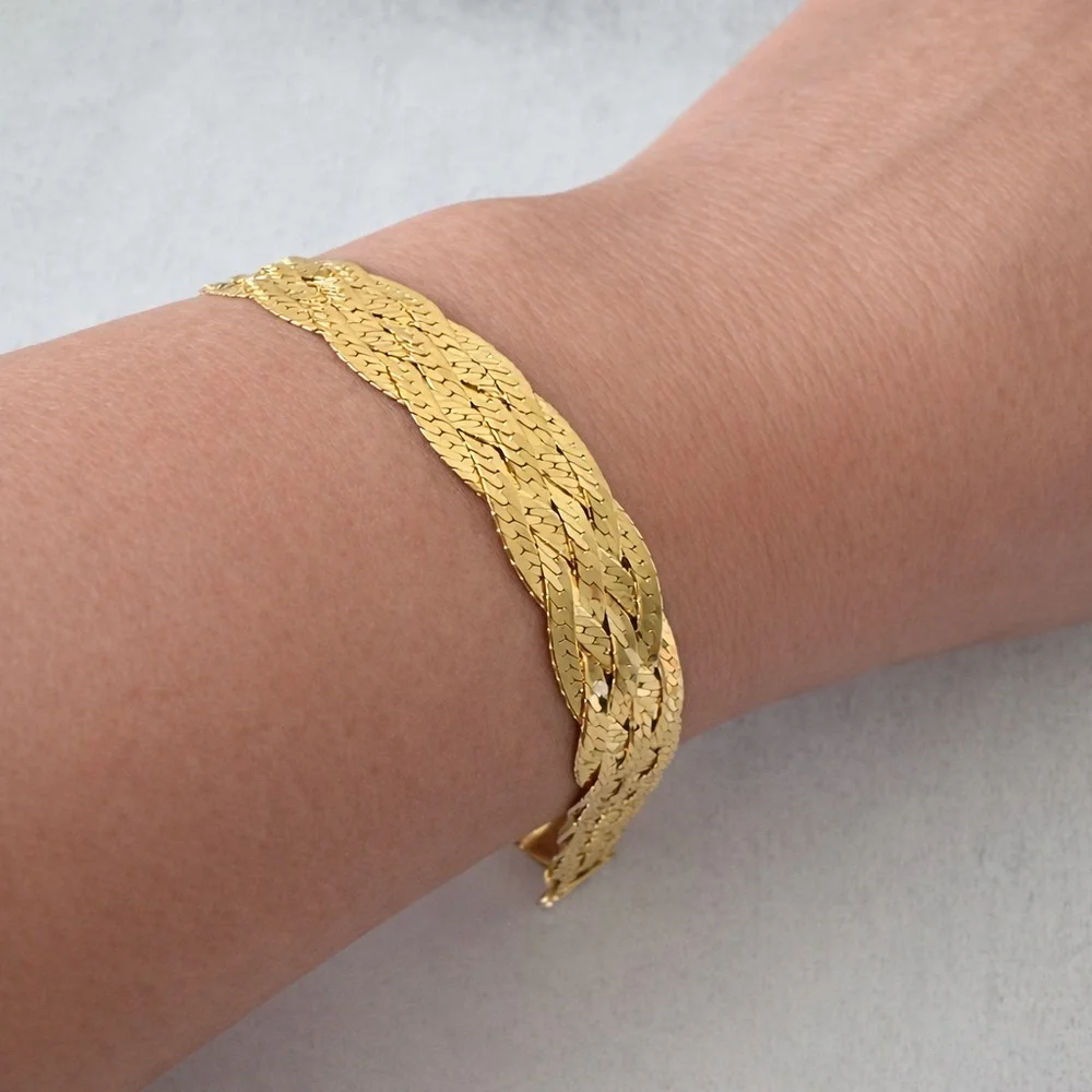 Mia Fiore Gold Plated 925 Sterling Silver Dyadema Braided Flat Bracelet